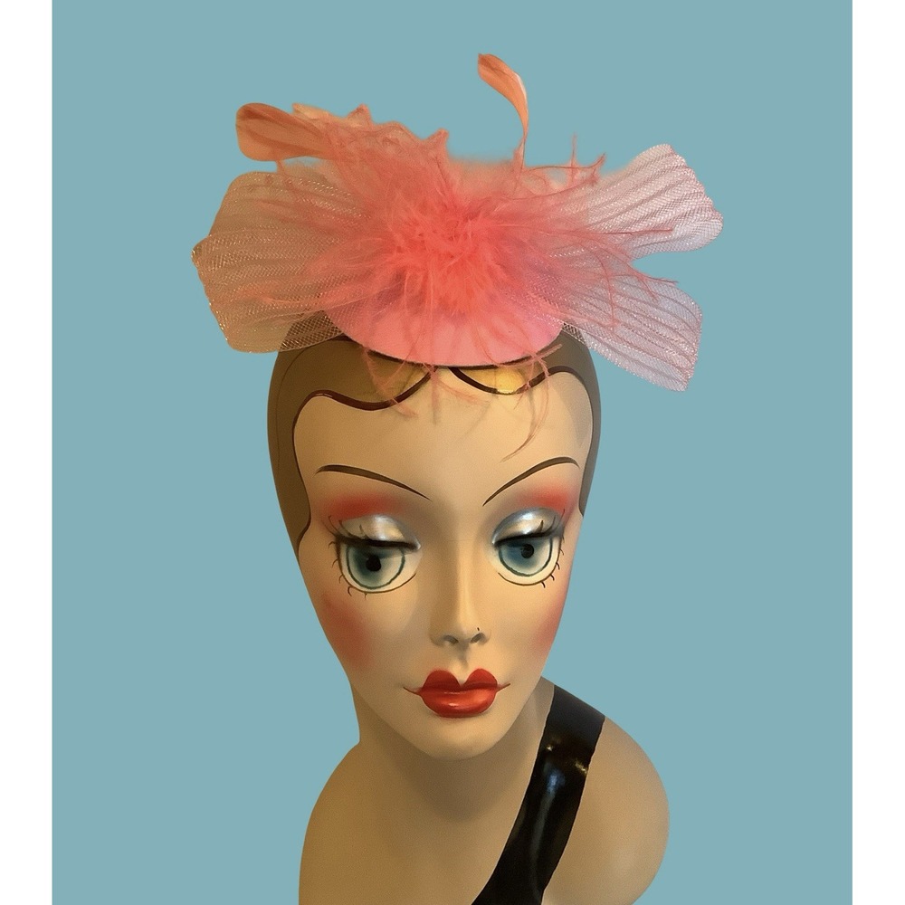Hot Pink Fascinator Hat Womens Pink Feather Hairpiece Wedding Formal